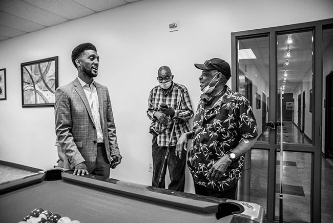 Mayor Scott visiting the Zeta Center for seniors in Park Heights